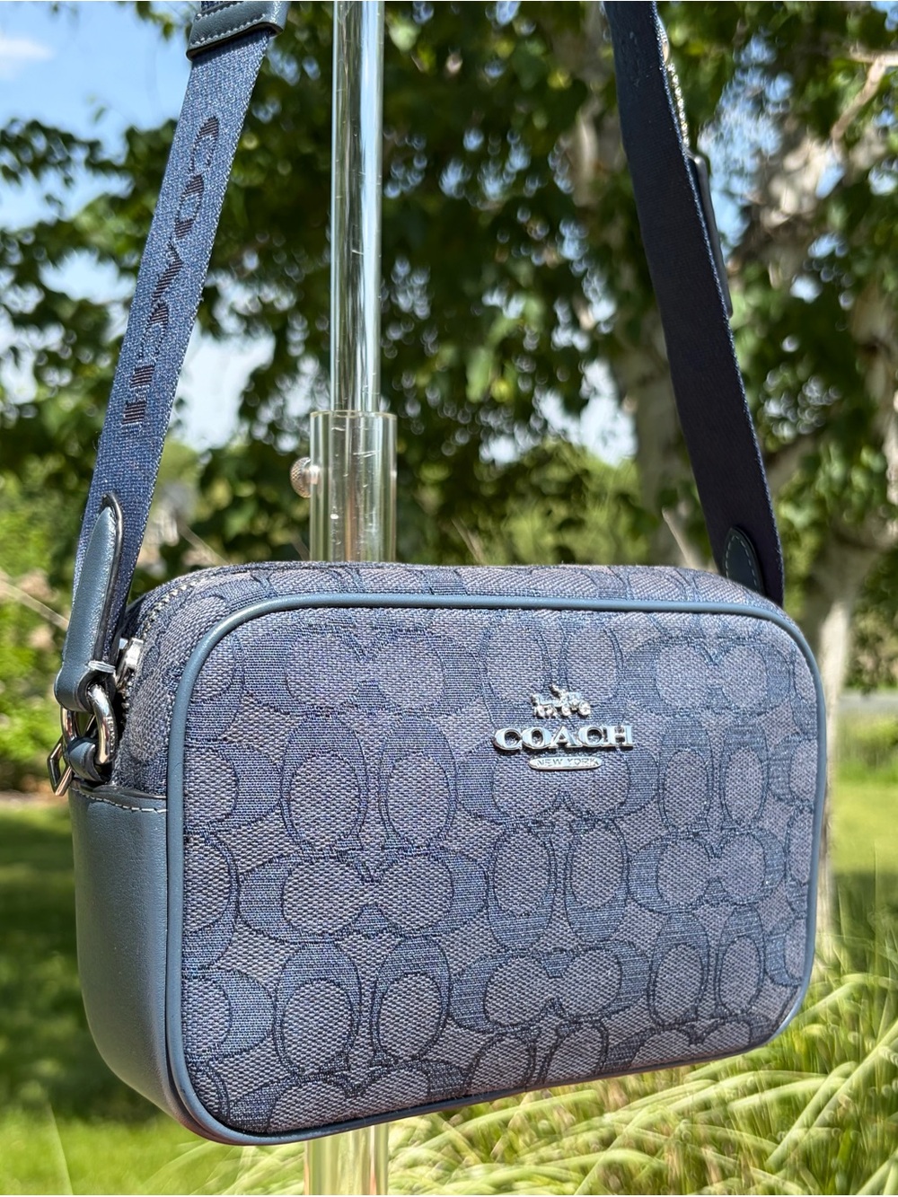 Coach Mini Jamie Denim Signature Jacquard Camera Crossbody Bag CT861 EUC - Picture 5 of 17